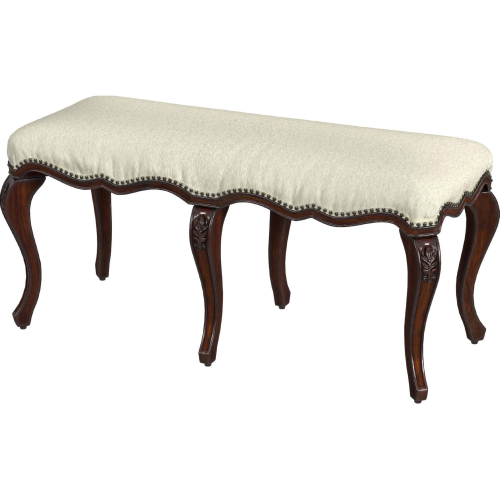 Michelline 42" Bench in Cherry Dark Brown Finish & Ivory Fabric