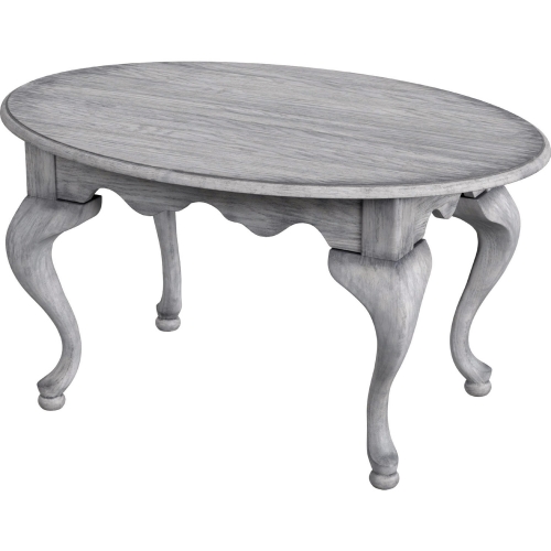 Grace Oval Coffee Table in Powder Gray Finish