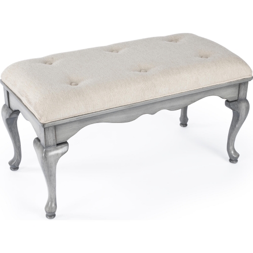 Grace Bench in Powder Gray Wood & Neutral Fabric