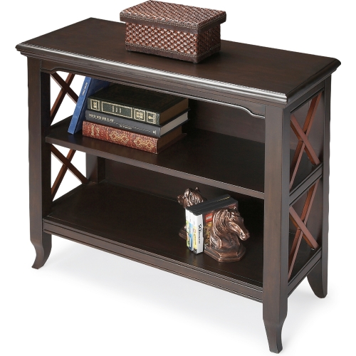 Newport Black & Cherry Low Bookcase