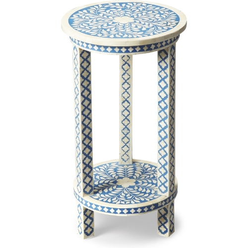 Amanda Blue Bone Inlay Accent Table