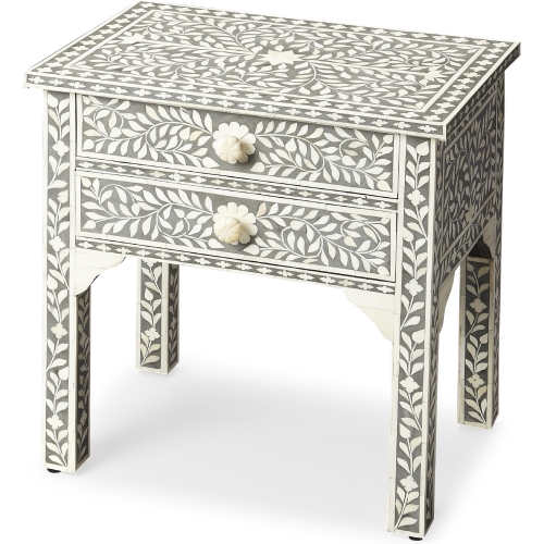 Vivienne Gray Bone Inlay Side Table