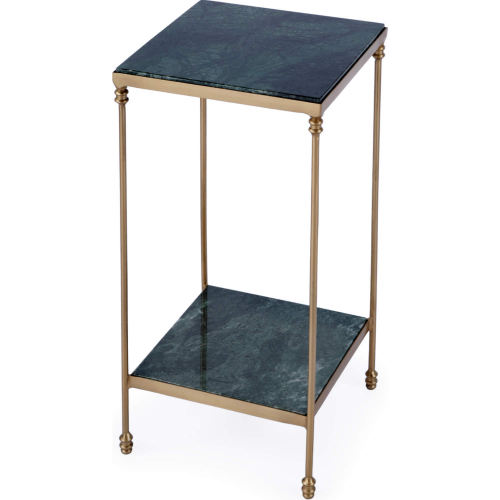 Larkin 11.5" Side Table in Green Marble & Brass Iron