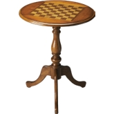 Colbert 22" Round Pedestal Game Table in Medium Brown Finish Wood