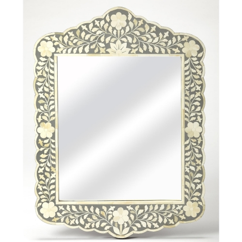 Vivienne Wall Mirror in Gray Bone Inlay