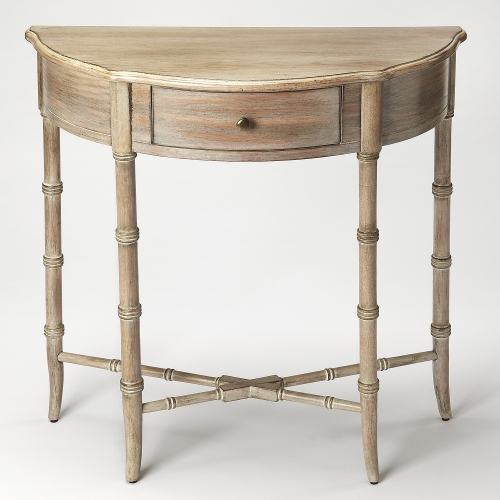 Skilling Demilune Console Table in Driftwood Finish WOod