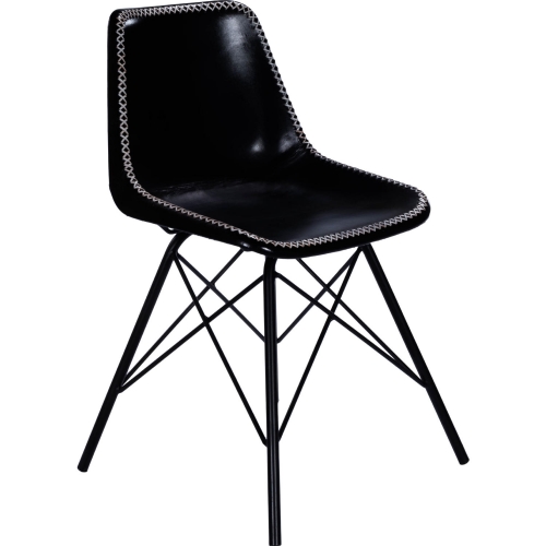 Inland Dining Chair in Black Leather & Black Iron