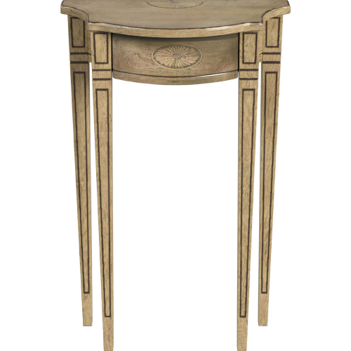 Chester Demilune Console Table in Antique Beige Finish