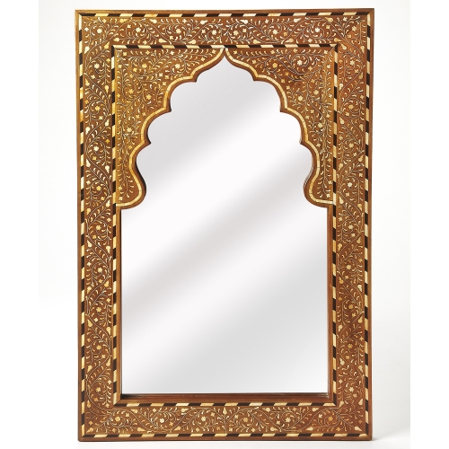 Chevrier Wood & Bone Inlay Wall Mirror