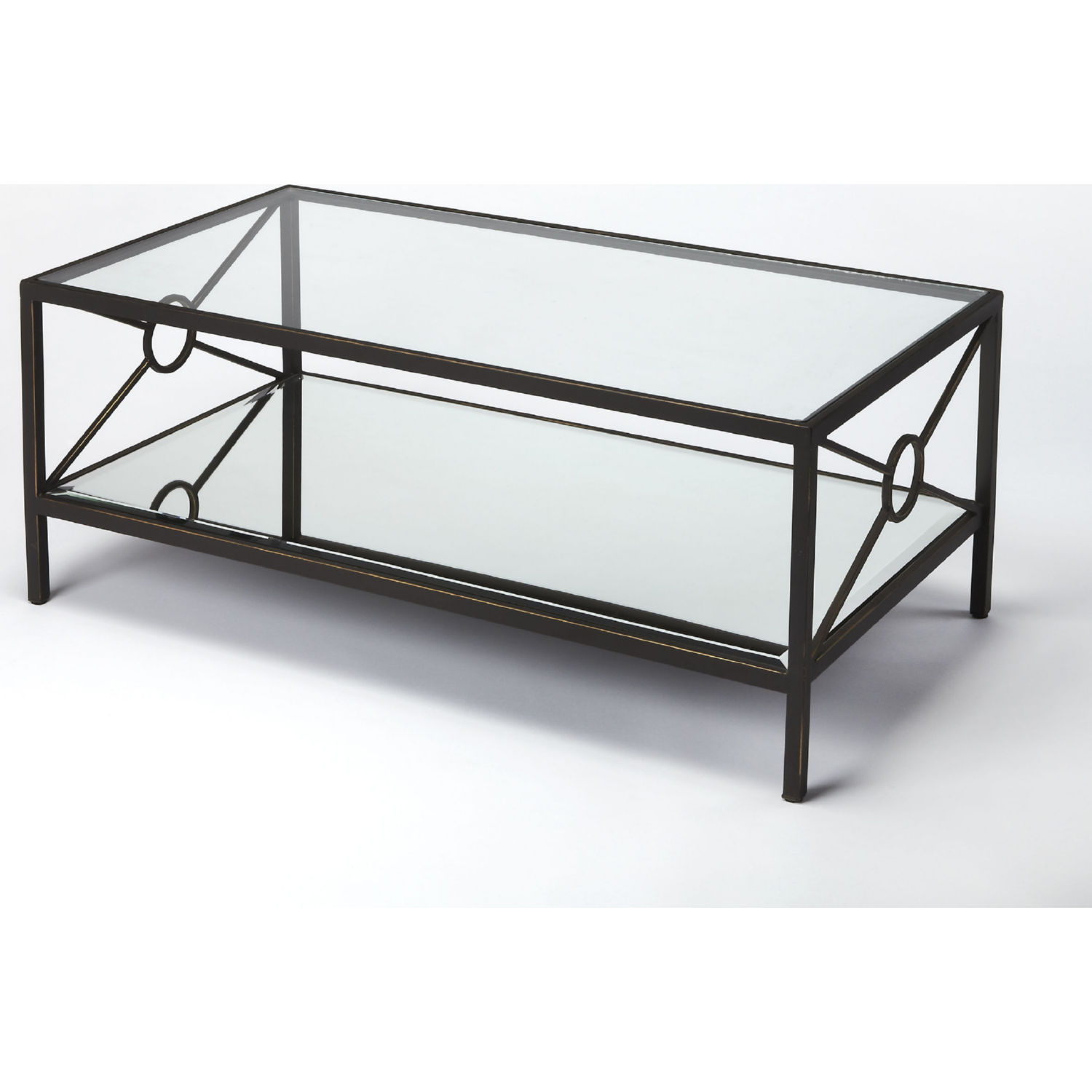 black iron and glass coffee table