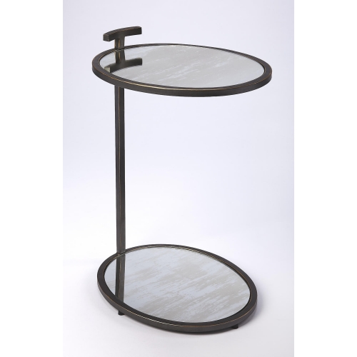 Ciro Side Table in Blackened Gold Metal & Mirror