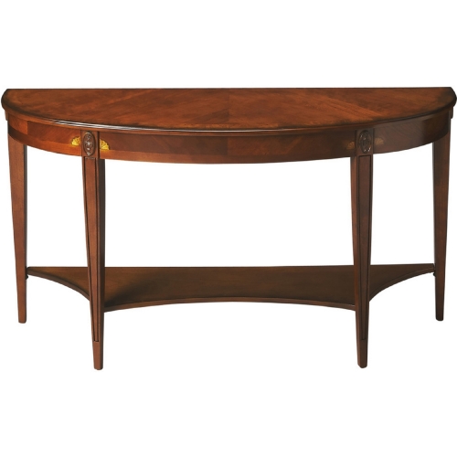 Astor Olive Ash Burl Demilune Console Table