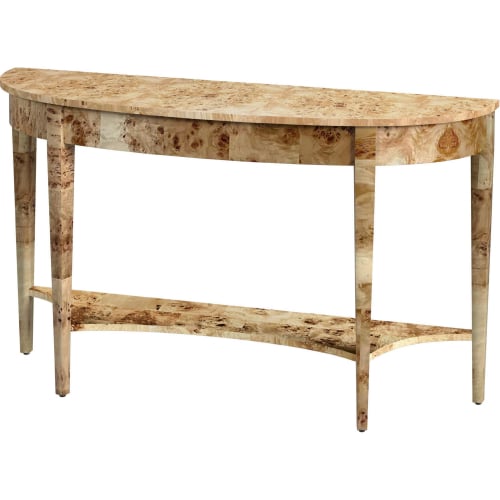 Astor 54" Demilune Console Table in Light Burl Brown Finish wood