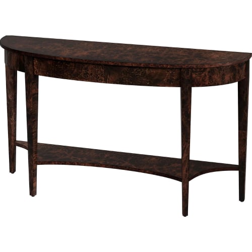 Astor 54" Demilune Console Table in Dark Burl Brown Finish wood