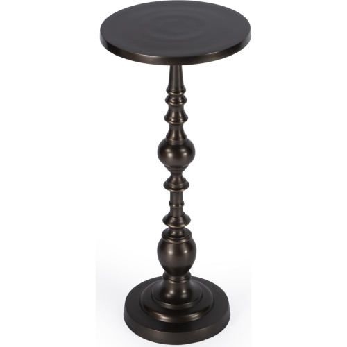 Darien Round Pedestal End Table in Polished Bronze Aluminum