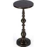 Darien Round Pedestal End Table in Polished Bronze Aluminum