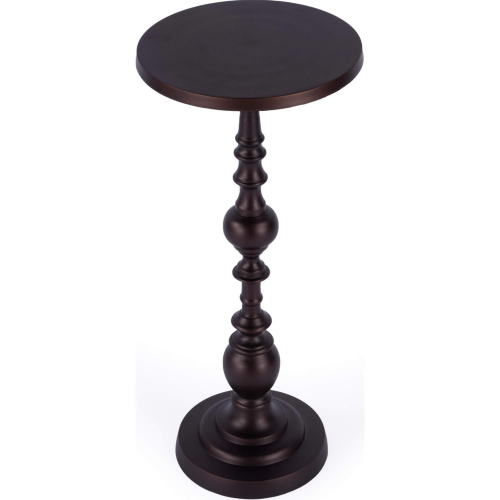 Darien 10" Round Outdoor Round Pedestal Side Table in Bronze Aluminum