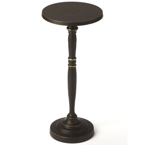 Langford End Table in Black Aluminum with Gold Accents