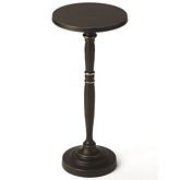 Langford End Table in Black Aluminum with Gold Accents