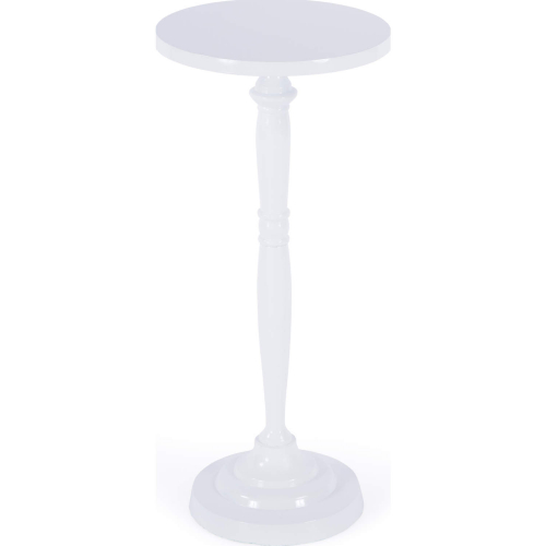 Landon 10" Outdoor Round Pedestal Side Table in Ivory Metal