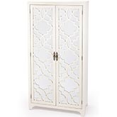 Morjanna Tall Cabinet in White Wood & Mirror