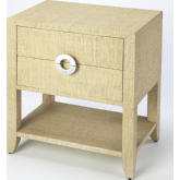 Amelle 2 Drawer Nightstand in Cream Yellow Raffia