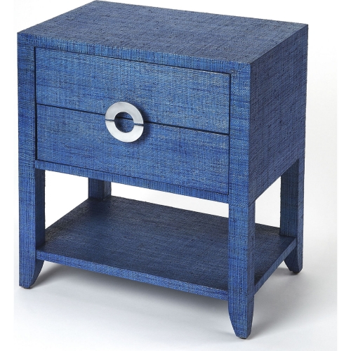 Amelle End Table in Navy Blue Raffia