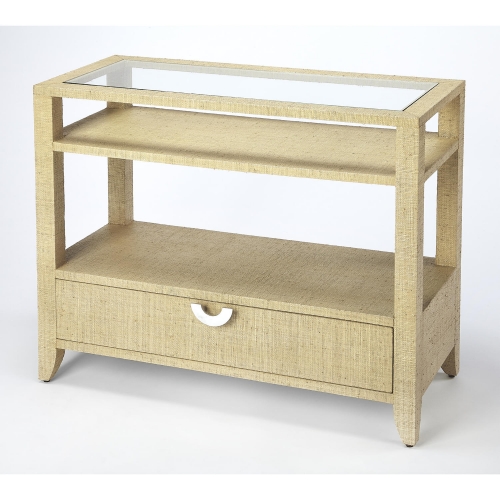 Amelle Console Table in Cream Beige Raffia