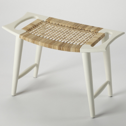 Tristan Stool in Woven Cane & White Mango Wood