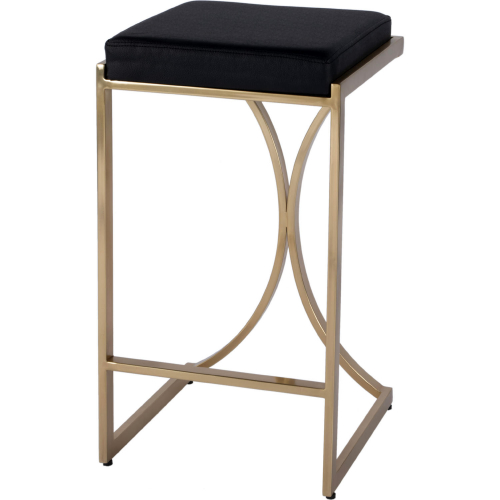 Natalya Counter Stool in Gold Iron & Black Leatherette