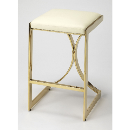 Natalya Counter Stool in Gold Iron & Ivory Leatherette