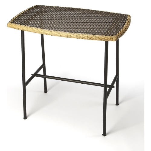 Freeport 36" Pub Table in Black & Natural Poly Rattan & Iron