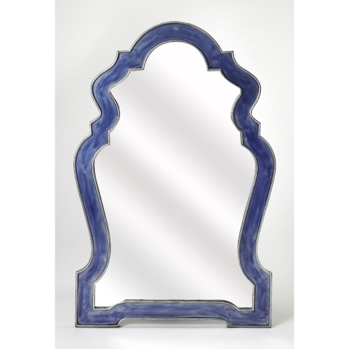 Donia Arched Mirror in Blue & Silver Iron