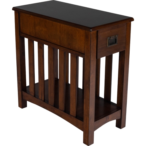 Larina Chairside Side Table in Dark Cheery Brown Shaker Wood