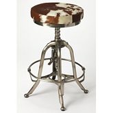 Donovan Bar Stool in Hair-On-Hide in Silver Iron