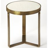 Elton End Table Marble & Distressed Gold Iron