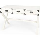 Anew Campaign Desk in White Wood & Silver Steel