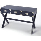 Anew Campaign Desk in Blue Wood & Silver Steel