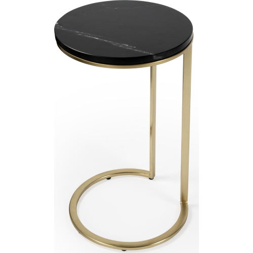 Shounderia Side Table in Black Marble & Gold Stainless Steel