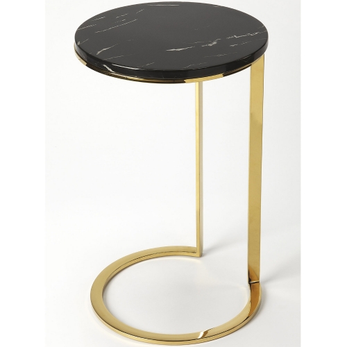 Martel Side Table in Black Marble & Polished Gold Stainless Steel