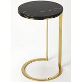 Martel Side Table in Black Marble & Polished Gold Stainless Steel