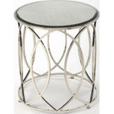 Desiree End Table in Antique Mirror & Nickel