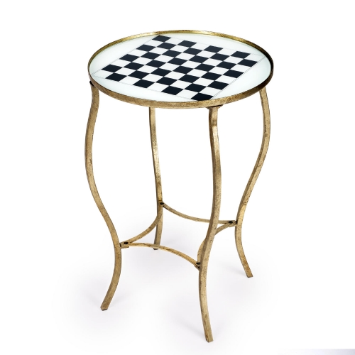 Judith Game Table in Antique Gold & Hand Painted Glass