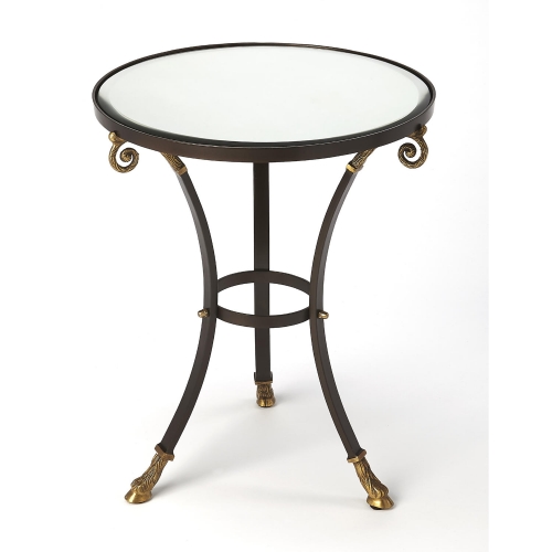 Meurice Side Table in Beveled Mirror Glass & Black Metal