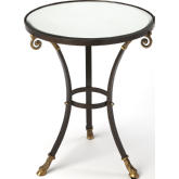 Meurice Side Table in Beveled Mirror Glass & Black Metal