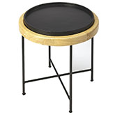 Rochester Accent Side Table in Wood & Black Metal