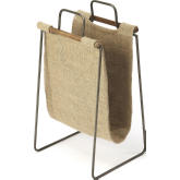 Idaho Magazine Holder Basket in Burlap & Metal