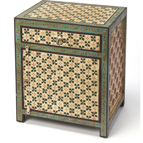 Perna Hand Painted Chest in Multicolor Wood