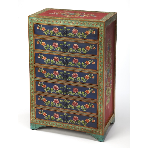 Zara Hand Painted Chest in Multicolor Wood