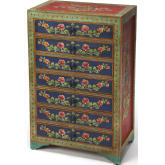 Zara Hand Painted Chest in Multicolor Wood